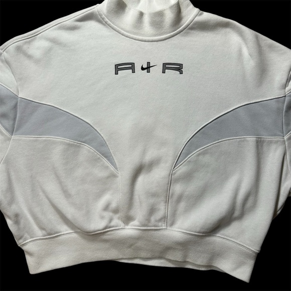 Nike Women's Air Mock Cropped Fleece Crew White/ gray - Size XS - Picture 3 of 12